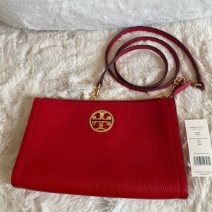 Tory Burch Bright Carnelian top zip Crossbody Bag